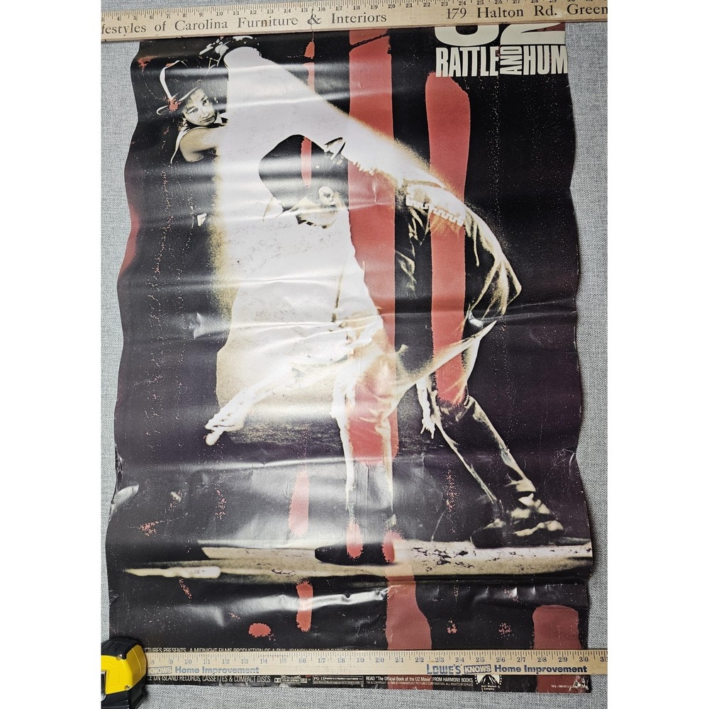 Vintage 1988 U2 Rattle And Hum Band Rock Movie Poster Paramount Original USA